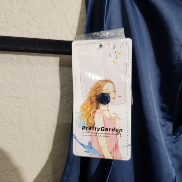 Pretty Garden Dress Medium Satin Maxi Keyhole Back Elastic Waist NWT - Picture 5 of 15